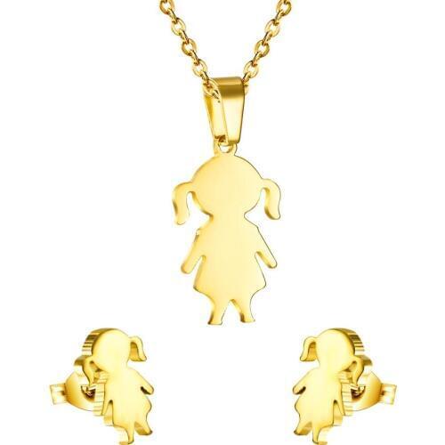 LUXUKISSKIDS Girl Kids Dubai African Jewelry sets For Women Girls Gold/Steel Necklaces Earrings Indian Jewelry Jewellery set