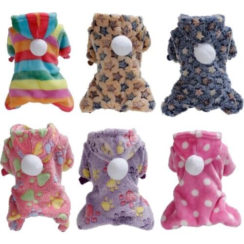 Small Dog Clothes Warm Winter Cute Pet Dog Jumpsuit Soft Fleece Puppy Hoodie Autumn Dog Clothing for Teddy Pomeranian