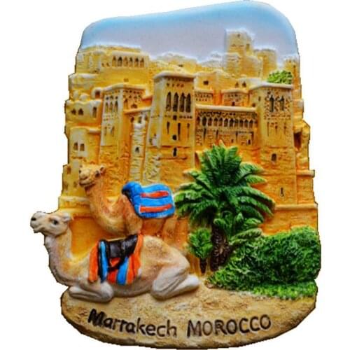 Marrakech Morocco Old City Wall Hand-Painted 3D Fridge Magnets World Travel Souvenirs Refrigerator Magnetic Stickers
