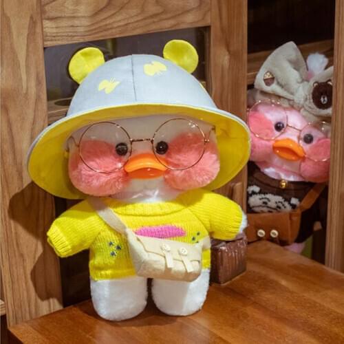 30cm Cute Plush Yellow Duck Stuffed Animals LaLafanfan Cafe Duck Plush Toys Soft Toys for Girls Kids Gifts Valentine Present