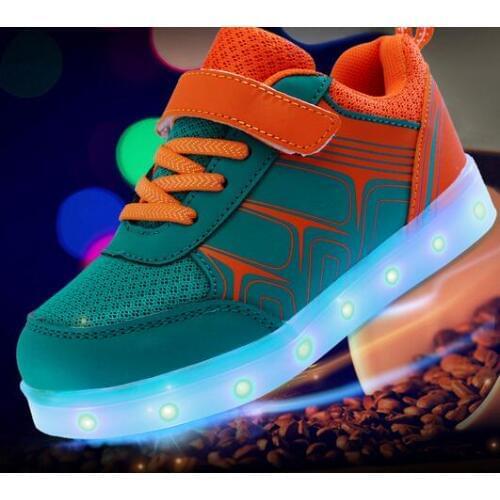Fashion Children LED light Shoes Kids Sneakers Fashion USB Charging Luminous Lighted Boy Girl Sports Shoes chaussure LED