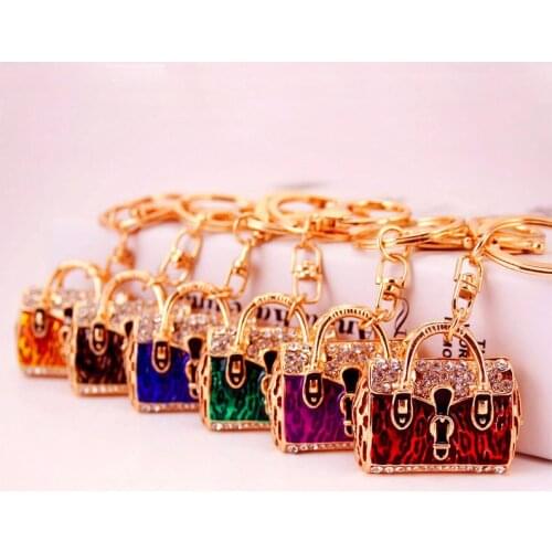 Fashion creative leopard handbag style keychain exquisite gift cute color handbag handbag new birthday gift for men and women