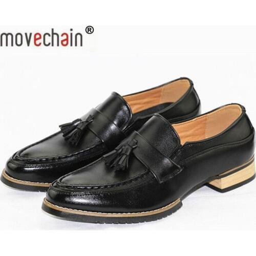 Movechain New Fashion Mens Tassel Leather Shoes Mens Casual Party Driving Loafers Man Wedding Flats Moccasins Oxfords 8165