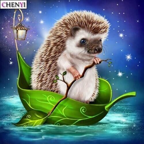 CHENYI DIY Full Square Diamond Painting Hedgehog Diamond Embroidery Handcraft Art Needlework Beads Cross Stitch Home Decoration