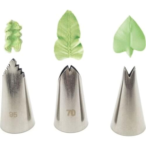 3 Pcs Set Leaves Nozzles Stainless Steel Icing Piping Nozzles Tips Pastry Tips For Cake Decorating Pastry Fondant Tools
