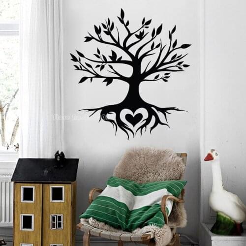 New Simple Family Tree Of Life Vinyl Wall Decal Love Heart Home Decor Wall Stickers Art Wall Murals Unique Large Tree LL2800