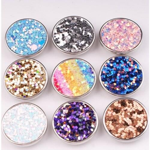 NEW brilliant glitter mermaid multicolor copper 20mm Snap button DIY bracelet MF7767