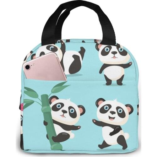 Cartoon Adorable Panda Lunch Bag Portable Insulated Thermal Cooler Bento Lunch Box Tote Picnic Storage Bag Pouch