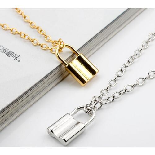 Rock Choker Lock Necklace Layered Chain On The Neck With Lock Punk Jewelry Mujer Key Padlock Pendant Necklace For Women Gift