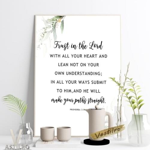 Proverbs Trust In The Lord Bible Verse Art Prints Poster Christian Gift Religious Faith Encourage Quote Wall Picture Home Decor