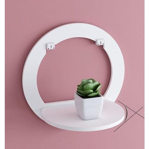 Punch Free Bedside Wall Mounted Shelf Flower Pot Holder Display Stand Round Square Storage Rack Hanging Organizer