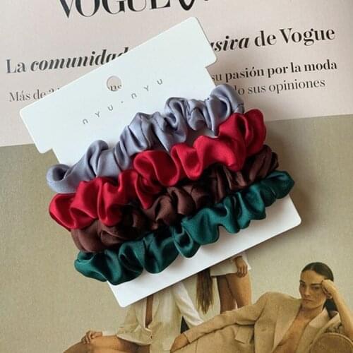4PCS/set Women Satin Silk Hair Tie Elastic Scrunchies Ponytail Holder Imitation Silk Hair Rope Rings Hair Accessories