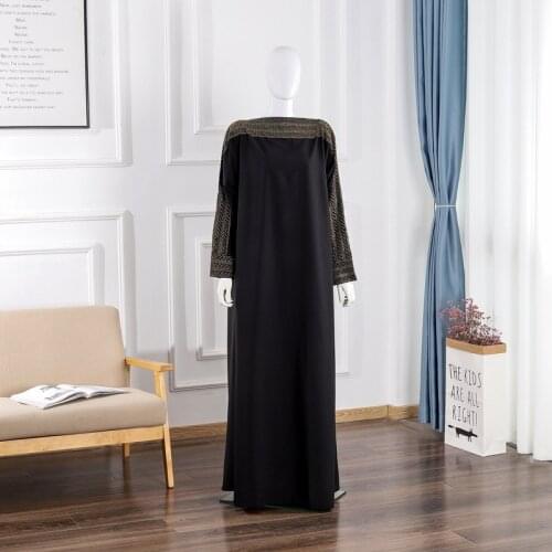 Luxury Rhinestone Muslim Abaya Dress Women Eid Kaftan Abaya Dubai Turkey Muslim Fashion Islam Clothing Robe Long Sleeve Jilbab