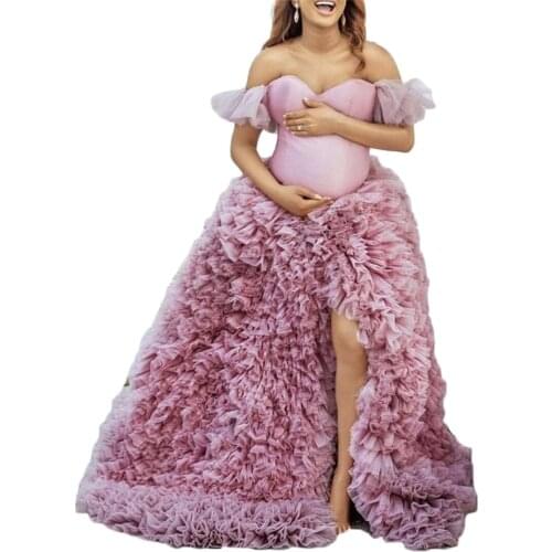 Luxury Customised Maternity Dresses Slash Neck Maternity Gown for Photoshoot Boudoir Lingerie Robe Bathrobe Nightwear