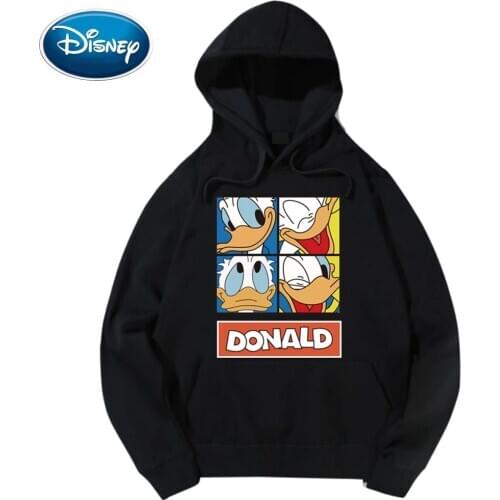Disney Stylish Donald Duck Cartoon Letter Print T-Shirt Hoodie Pullover Harajuku Unisex Long Sleeve Pocket Tops 6 Colors