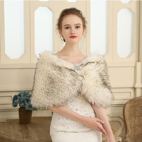 Wedding Bolero Light Gray Imitation Ostrich Fur Shawl Fur Bridal Wedding Dress Winter Vest Bridal Jacket Evening Boleros 2021