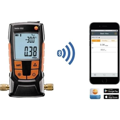 Testo 552 IP42 Wireless Bluetooth Digital Vacuum Gauge 0560 5522 For Refrigerant Systems And Heat Pumps