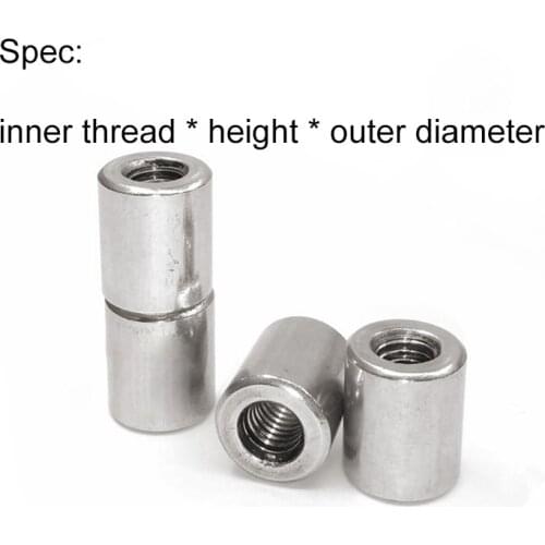 M8 M10 M12 M16 Column nut outer round dia lengthen heigher 304 stainless steel screw bolt connector threaded pole rod