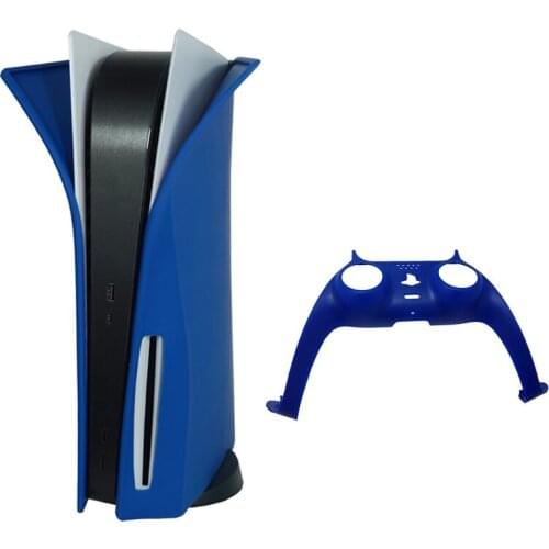 28EA DIY Front Cover Housing Shell + Soft Silicone Protective Plate Anti-Fall Protector Case for PS5 Console