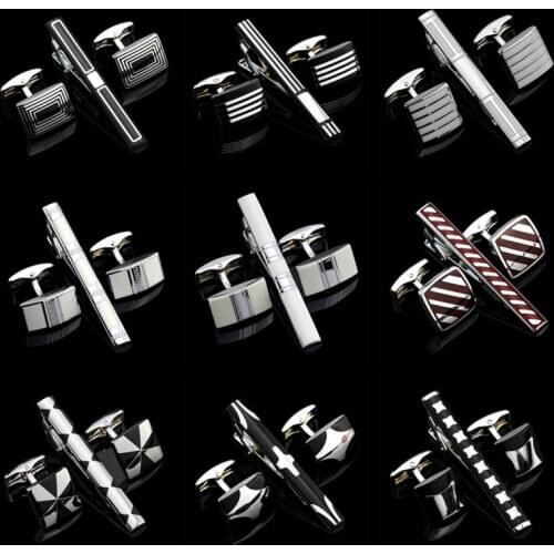 French cufflink suit tie clip suit mens cufflink sleeve nail Black Square Cufflinks Cuff Links For Men