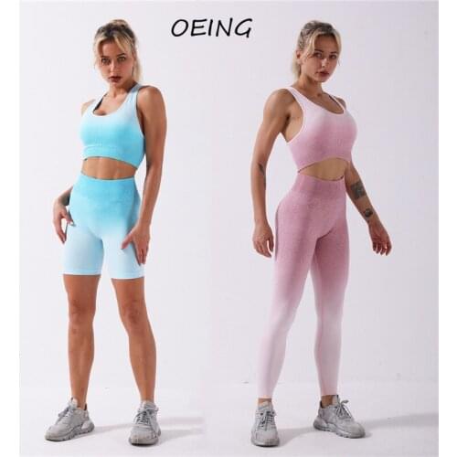 2/PCS Seamless Women Yoga Set Workout Sportswear Gym Clothing Fitness Yoga Bra High Waist Leggings Short Suits