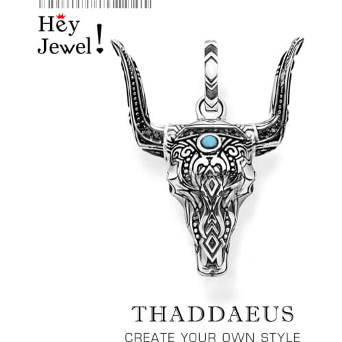 Pendant Bull Head,2020 Summer Fashion Iconic Wild West Jewelry Europe Accessorie 925 Sterling Silver Ethnic Gift For Woman Men