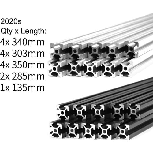 2020 Smooth Surface Size: 4x 340mm 4x 303mm 4x 350mm 2x 285mm 1x 135mm20 T Slot Aluminum Extrusion Profile