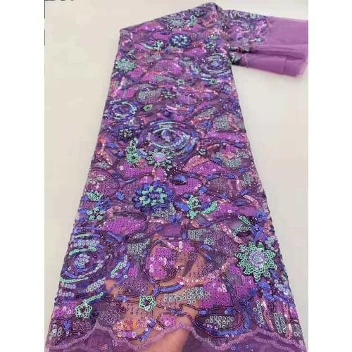 5 yards fashionable french sequins lace fabric 2021 high quality embroidery african net laces nigerian tulle fabric