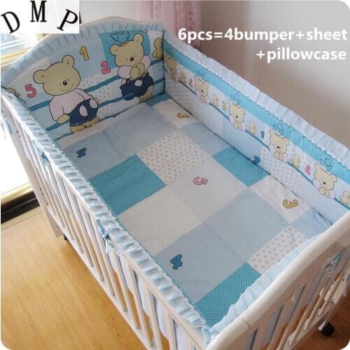 Promotion! 6pcs Baby bedding set kit crib set baby newborn crib bedding,include (bumpers+sheet+pillow cover)