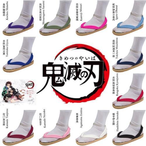 Anime! Demon Slayer:Kimetsu no Yaiba Kamado Tanjirou Tomioka Giyuu Kochou Shinobu All Members Geta Cosplay Shoes Free Shipping