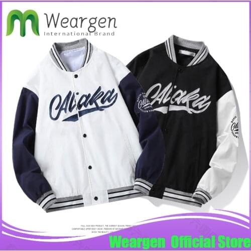 Weargen Baseball uniform mens spring and autumn flight jacket mens spring jacket couple Japanese tide brand mens 2001