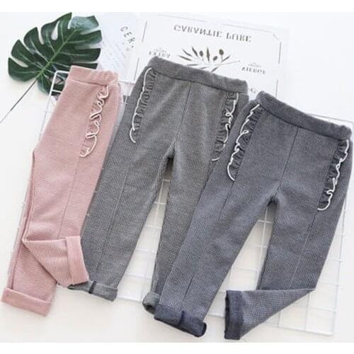 Casual Fall Stretch Pants Lace Plaid Pants Girls All-Match Casual Trousers ChildrenS Fashion Lace Kids Clothing