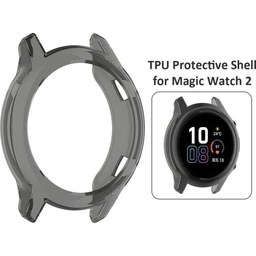 Soft TPU Watch Case Cover Anti Scratch Shell Protector for HONOR Watch magic 2 42mm Accessories Protect Smart Watch (Black)