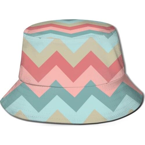 CINESSD New Fashion Bucket Hats Fisherman Caps For Women Men Gorras Summer Chevron Pattern Texture