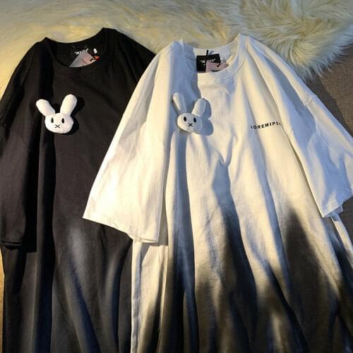 Summer New Plus Size White Black Harajuku Style Short Sleeve T Shirt Loose Cool O-neck Fashion Clothing Party Couple Women