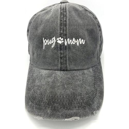 New sports caps 100% cotton washed pug mom embroidery fashion dad hat casual baseball cap for women hip hop snapback hats