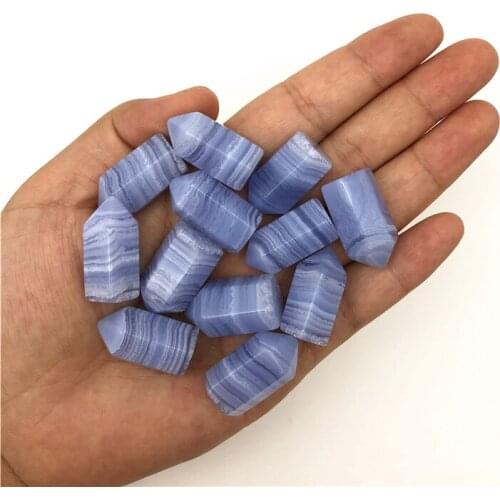 Beautiful 1PC Natural Mini Blue Lace Agate Crystal Point Mineral Ornament Healing Wand Home Decor Gift Natural Quartz Crystals