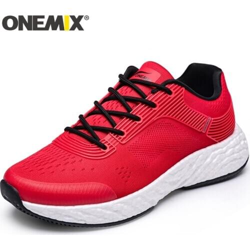 ONEMIX Casual Footwear Men Running Shoes Women Sneakers Comfortable Outdoor Jogging Walking Shoes Red Fashion Shoes