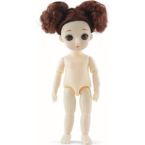 16 Cm Bjd Doll 13 Ball Jointed Doll DIY Naked Body Curly Hair Girls Gift with 3D Eyes Head Dolls Toys for Girls