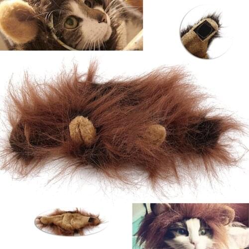 Hot Newest Lovely Pet Costume Lions Mane Wig For Cat Halloween With Ear Pet Apparel Cat Fancy Dress Christmas Party Dress Up