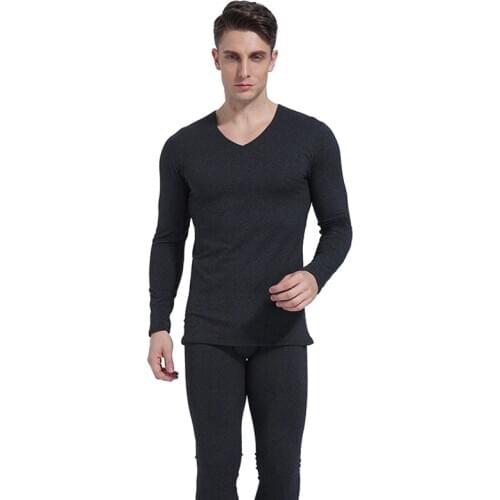 2020 Winter Male seamless thermal underwear set with a constant temperature of 37 degrees down heat cation qiuku Mens Pajamas L