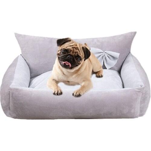 Soft Removable Candy-colored Square Dog Bed Warm Sleeping Mat Pet Kennel Washable Cat Lounger Sofa House Supplies