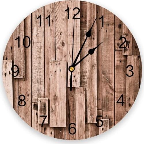 Wooden Board Retro Wall Clock Round Style Fashion Modern Design Wall Clock Home Living Room Bedroom Decoration