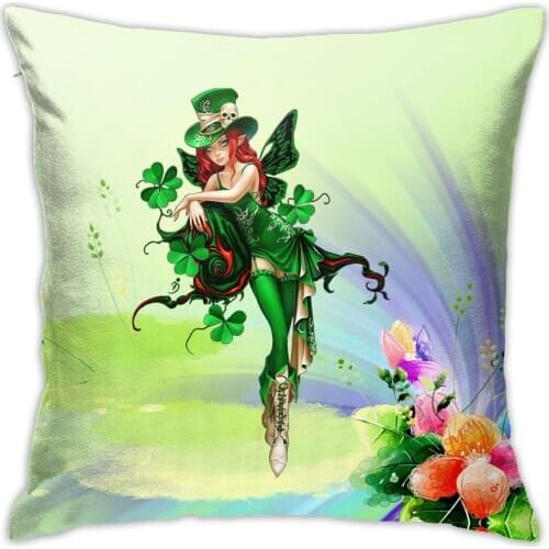 Four Leaf Clover Bed Cushion Cover St. Patricks Day Home Couch Decorative Pillow Case for Sofa Car