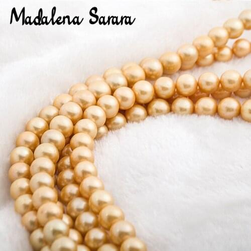 MADALENA SARARA 5mm-13mm AAA Freshwater Pearl Necklace Strand Natural Pink Micro Flaw Round Pearl Strand Women Jewelry Making