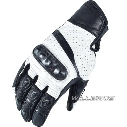 Moto Leather Gloves Motorcycle Motorbike Scooter Riding Motocross Guantes Black White Luvas Mens