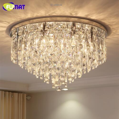 FUMAT Crystal K9 Clear Ceiling Lamps Moder Style Lighting Round Form E14 Dining Room Living Room Luxury Hanging Light Fixture