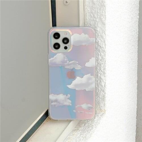 Luxury beautiful colorful aurora cloud 2 in 1 soft Phone case for iphone 11 Pro Max 12 X XS XR 7 8 Plus Bumper protection cover