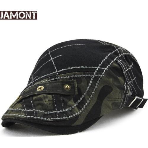 JAMONT Vintage Army Green Newsboy Hat British Cap NEW Camouflage Casual Visors Peaked Outdoor Sport Hat for Men Women Adjustable