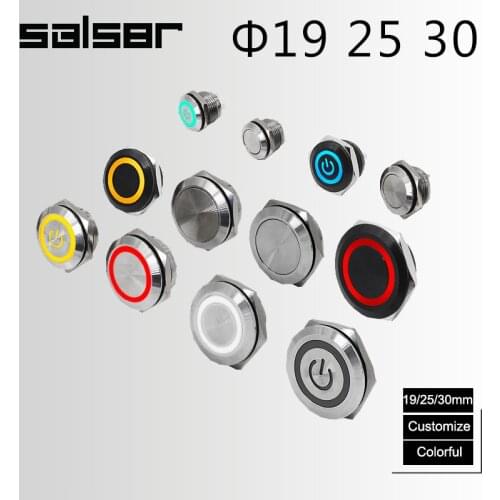 25/30mm DIY Waterproof IP65 Ultrathin Stainless Steel Lamp Momentary Reset Touch With Light Short Metal Push Button Switch